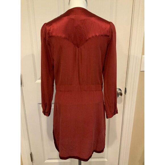 Juliette Longuet Maroon Zip-Up Dress W/ Pockets & Long Sleeves, Size 2 - Picture 9 of 12